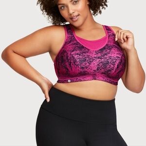 Glamorise fuschia pink print No-Bounce Camisole Elite Sports Bra wireless 36 DD